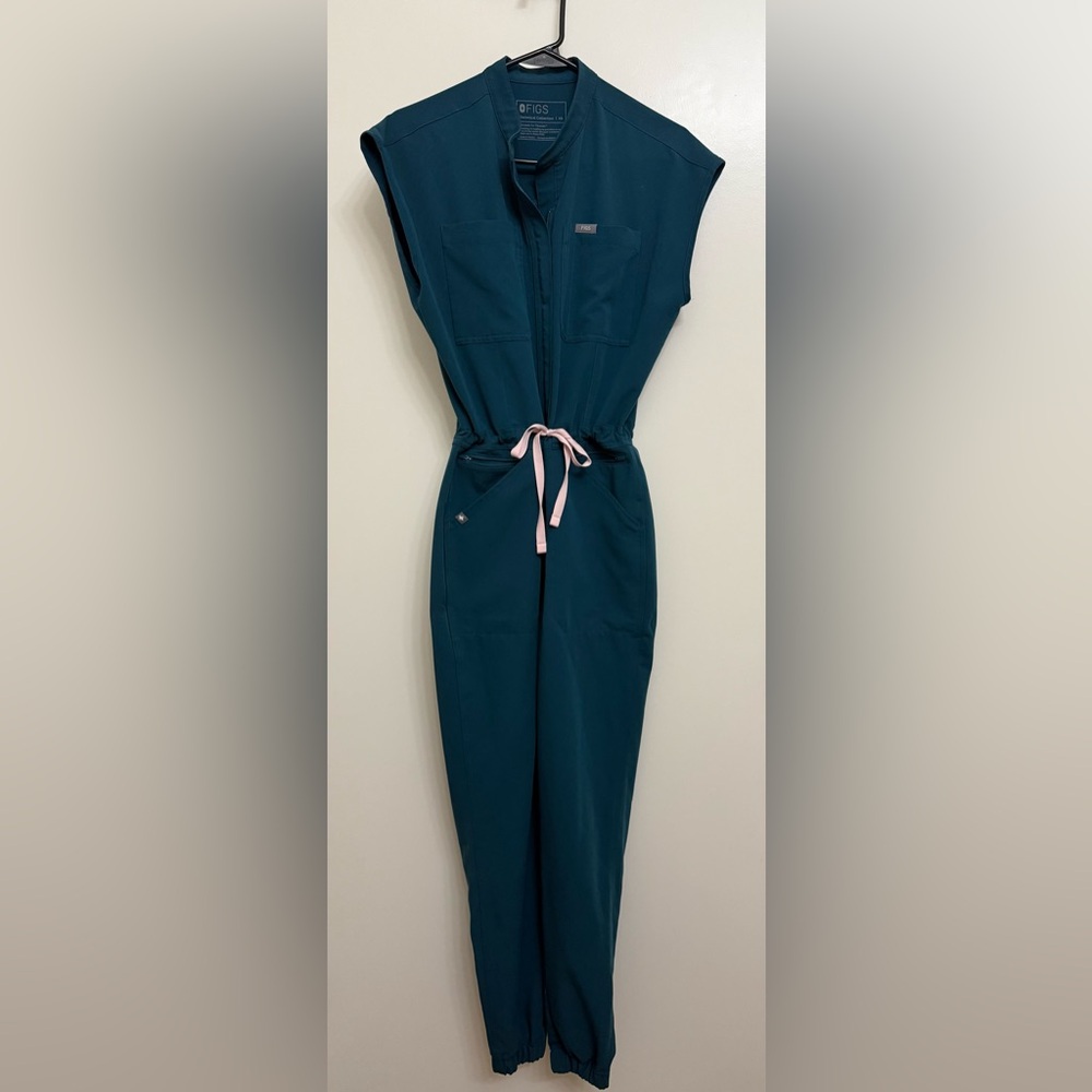 Figs scrub jumpsuit. Color Deep Teal.
